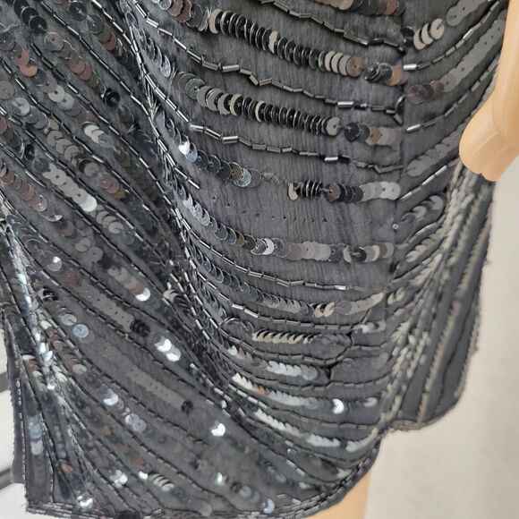 Stenay 80s Vintage Silk Sequin Beaded Cocktail Evening Dress Women's Size 12 - Picture 10 of 16